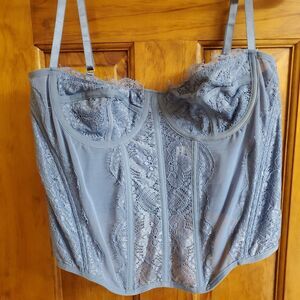 Dealmore Blue Lace Corset Bodice Womens Size XL Boned Bustier Lingerie NWT